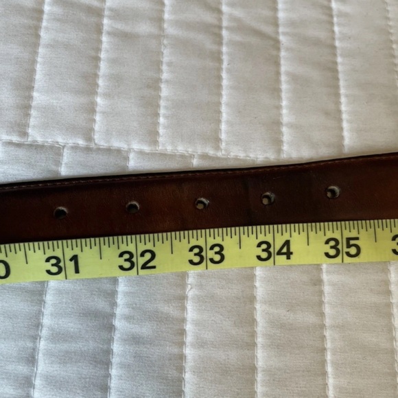 COACH Authentic Glove Leather Belt Mens Sz 34 85 Honey Brown Brass Buckle 7603 - Picture 8 of 13